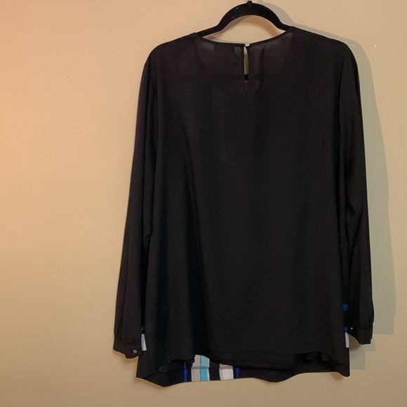 Liz Claiborne Women’s Abstract Black/Blue Size XL Blouse Office Artsy - Picture 2 of 12